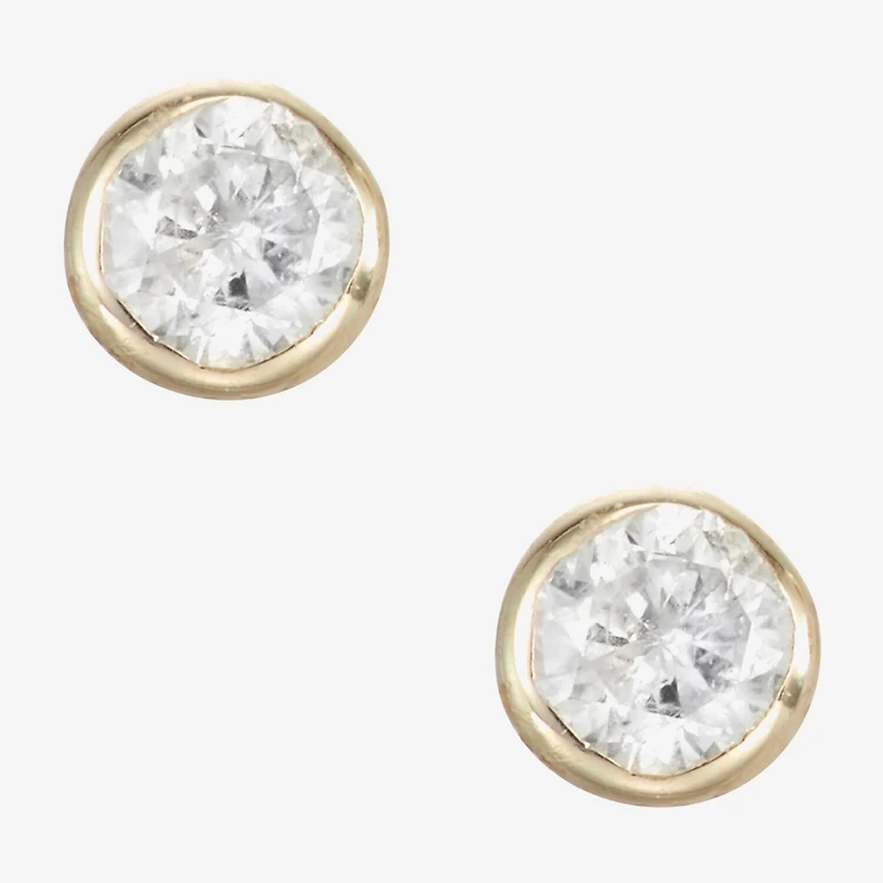 Diamond Accent Natural White Diamond 14K Gold 2mm Round Stud Earrings