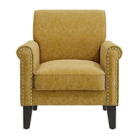 Jean Traditional Rolled Arm Accent Chair with Pewter Nailheads Chenille