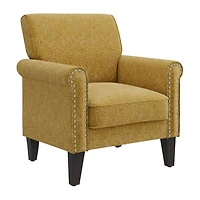 Jean Traditional Rolled Arm Accent Chair with Pewter Nailheads Chenille