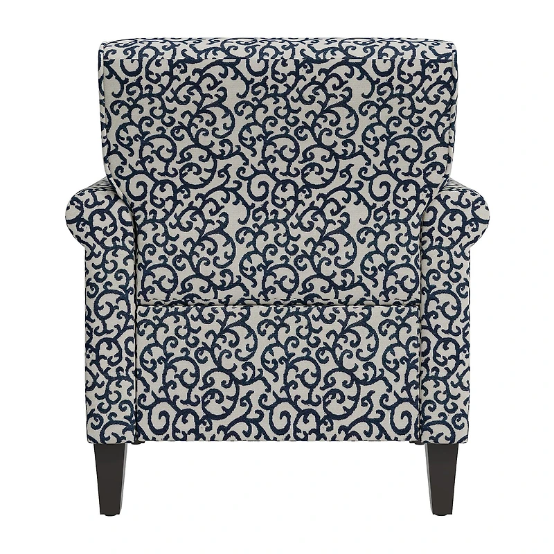 Jean Traditional Rolled Arm Accent Chair with Pewter Nailheads Curly Vine Pattern