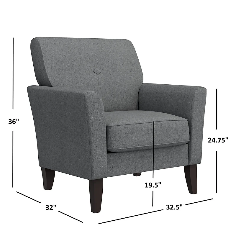 Alex Transitional Flared Arm Accent Chair Velour