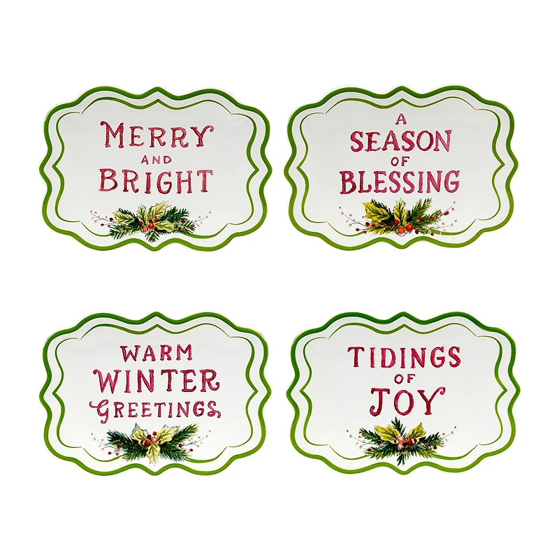 Certified International Snowman Greetings 4-pc. Earthenware Appetizer Plate