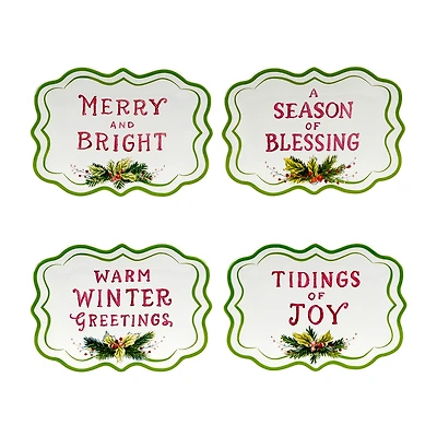 Certified International Snowman Greetings 4-pc. Earthenware Appetizer Plate