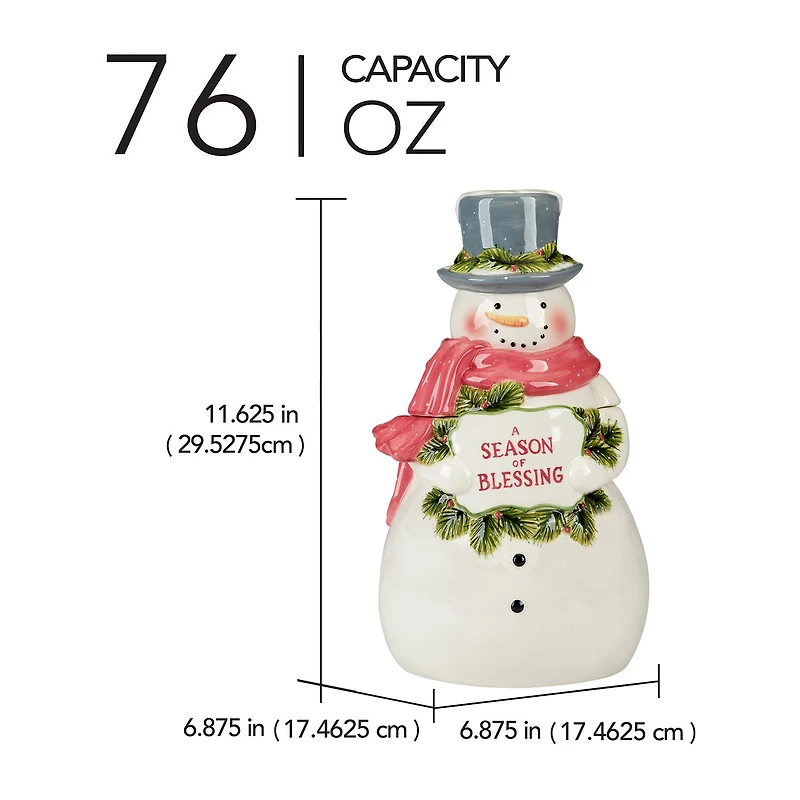 Certified International Snowman Greetings Earthenware Cookie Jar