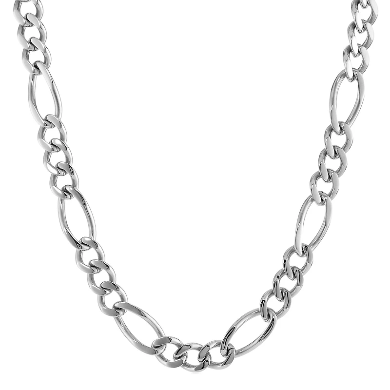 Mens Stainless Steel 11mm Figaro Chain