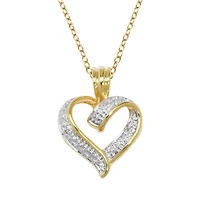 Sparkle Allure Womens White Diamond Accent 18K Gold Over Brass Heart Pendant Necklace