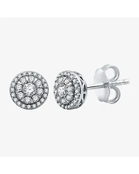 1 CT. T.W. Natural White Diamond 10K White Gold 9.9mm Round Stud Earrings