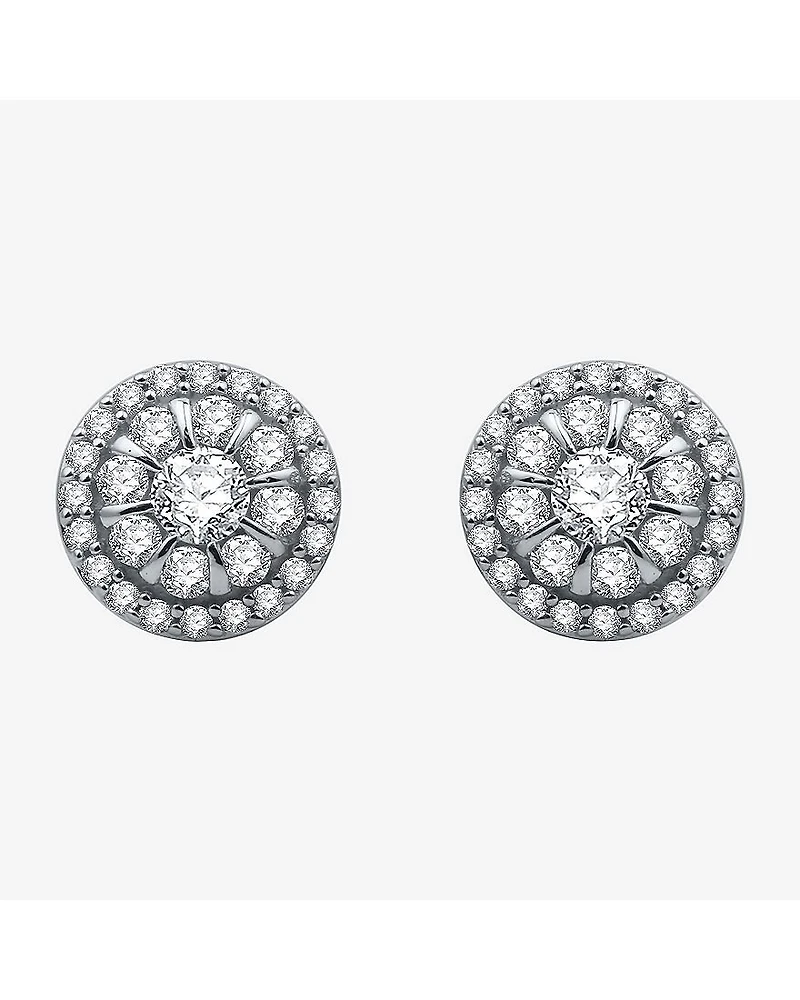 1 CT. T.W. Natural White Diamond 10K White Gold 9.9mm Round Stud Earrings