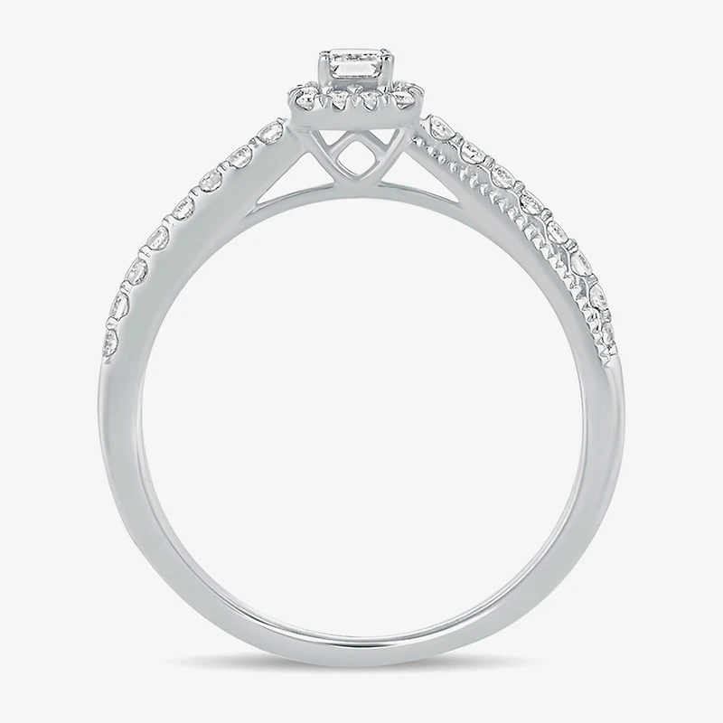 Womens 3/8 CT. T.W. Natural White Diamond 10K Gold Side Stone Crossover Engagement Ring