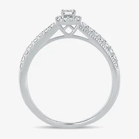 Womens 3/8 CT. T.W. Natural White Diamond 10K Gold Side Stone Crossover Engagement Ring
