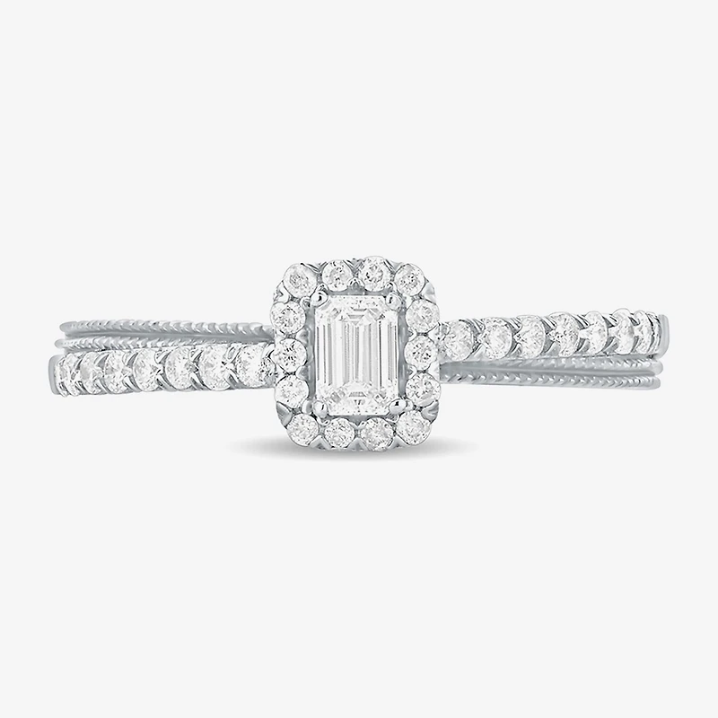 Womens 3/8 CT. T.W. Natural White Diamond 10K Gold Side Stone Crossover Engagement Ring