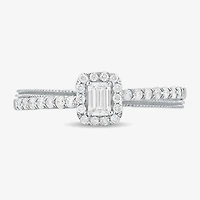 Womens 3/8 CT. T.W. Natural White Diamond 10K Gold Side Stone Crossover Engagement Ring