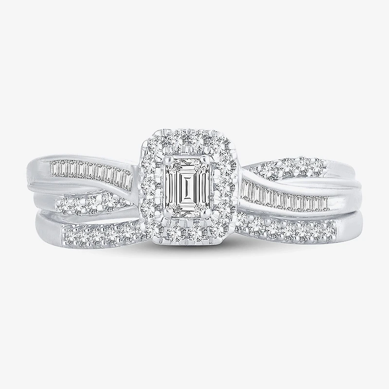 Womens / CT. T.W. Natural White Diamond 10K Gold Side Stone Halo Bridal Set