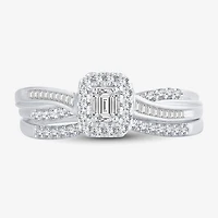 Womens / CT. T.W. Natural White Diamond 10K Gold Side Stone Halo Bridal Set