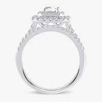 H-I / Si1-Si2) Womens CT. T.W. Lab Grown White Diamond 10K Gold Side Stone Halo Bridal Set