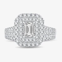 H-I / Si1-Si2) Womens CT. T.W. Lab Grown White Diamond 10K Gold Side Stone Halo Bridal Set