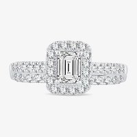 H-I / Si1-Si2) Womens / CT. T.W. Lab Grown White Diamond 10K Gold Side Stone Halo Bridal Set