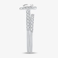 H-I / Si1-Si2) Womens / CT. T.W. Lab Grown White Diamond 10K Gold Side Stone Halo Bridal Set