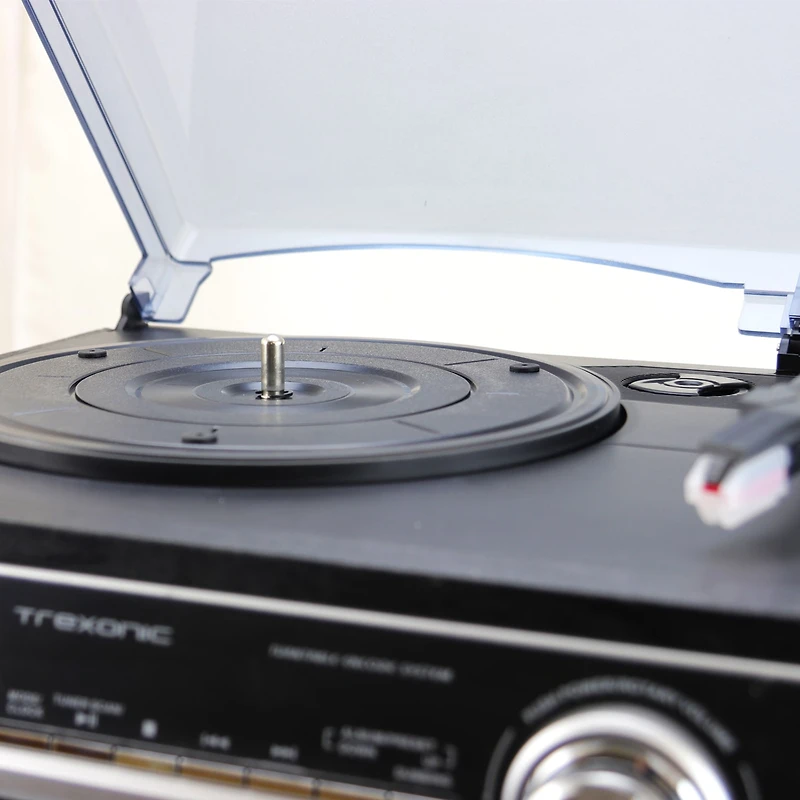 Trexonic 3-Speed Turntable With CD Player, Double Cassette Player, Bluetooth, FM Radio & USB/SD Recording
