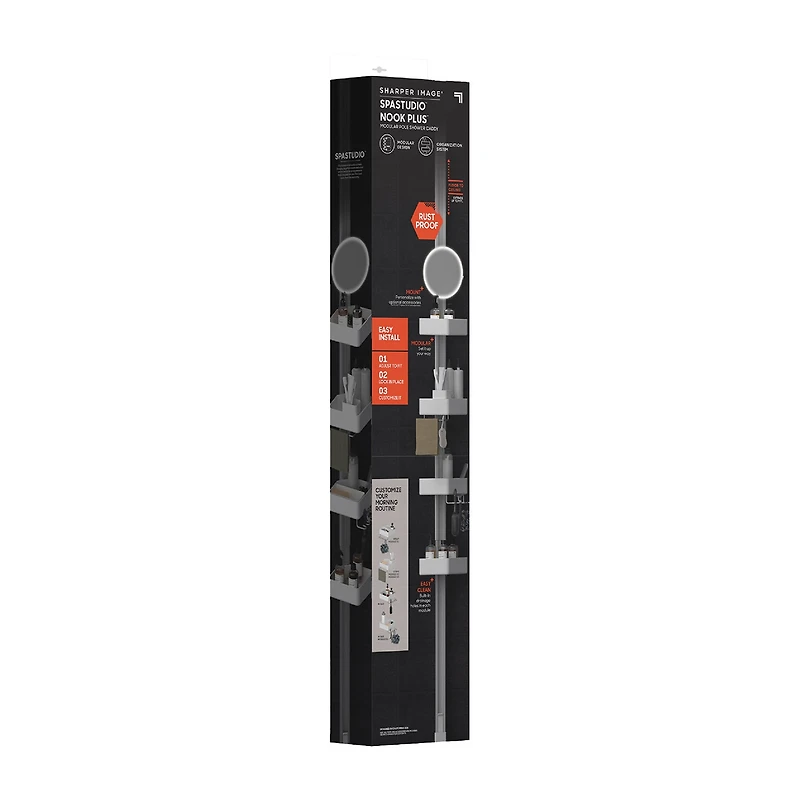 Sharper Image SpaStudio Hook Modular Shower Caddy Adjustable 4 Tier Design with Customizable Fit and Storage