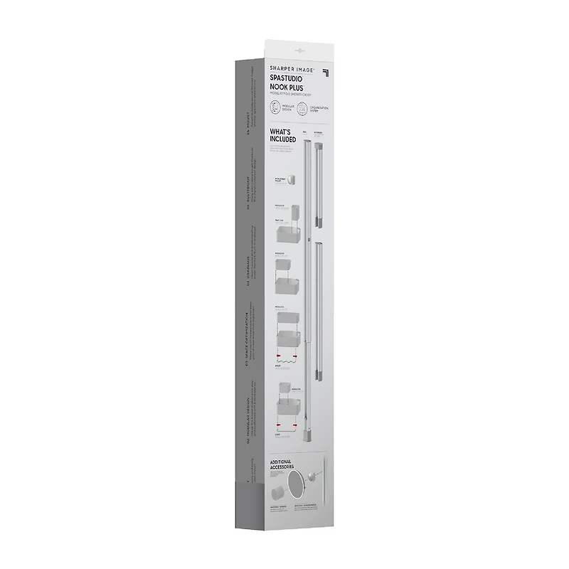 Sharper Image SpaStudio Hook Modular Shower Caddy Adjustable 4 Tier Design with Customizable Fit and Storage