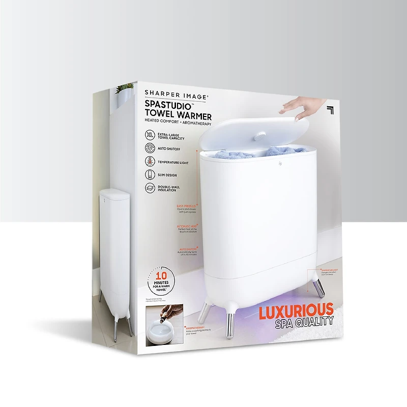 Sharper Image SpaStudio Towel Warmer Heated Comfort + Aromatherapy Large Capacity Warms 3 Towels