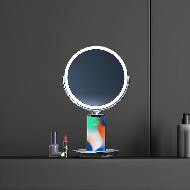 Sharper Image SpaStudio Vanity 8-Inch Mirror With Qi Wireless Charging