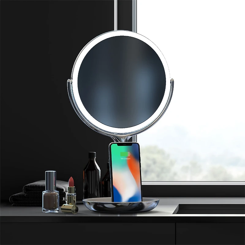 Sharper Image SpaStudio Vanity 8-Inch Mirror With Qi Wireless Charging
