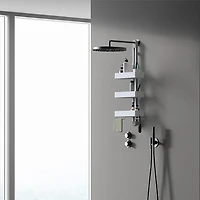 Sharper Image SpaStudio Hook Modular Hanging Shower Caddy Adjustable 3 Tier Design with Customizable Fit and Storage
