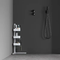 Sharper Image SpaStudio Nook Modular Corner Shower Caddy Adjustable 3 Tier Design with Customizable Fit and Storage