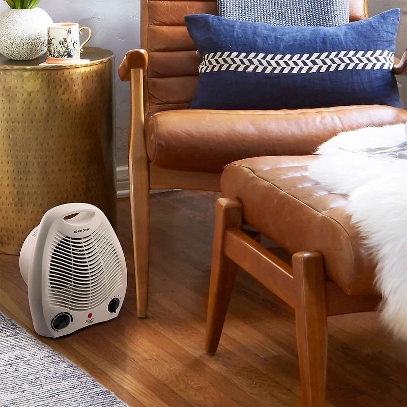 Vie Air 1500W Portable 2-Settings White Office Fan Heater with Adjustable Thermostat
