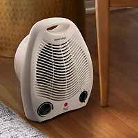 Vie Air 1500W Portable 2-Settings White Office Fan Heater with Adjustable Thermostat