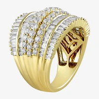 (F / Si1) Womens 3 CT. T.W. Lab Grown White Diamond 10K Gold Band