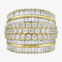 (F / Si1) Womens 3 CT. T.W. Lab Grown White Diamond 10K Gold Band