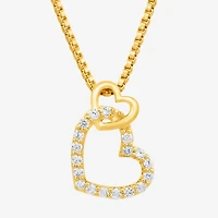 Womens Diamond Accent Natural White Diamond 10K Gold Heart 18 Inch Pendant Necklace