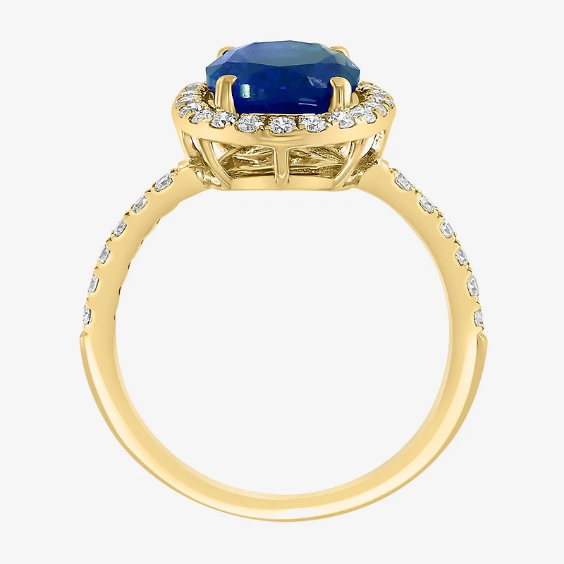Effy Final Call  Womens 3/8 CT. T.W. Gemstone 14K Gold Oval Halo Side Stone Cocktail Ring