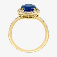 Effy Final Call  Womens 3/8 CT. T.W. Gemstone 14K Gold Oval Halo Side Stone Cocktail Ring
