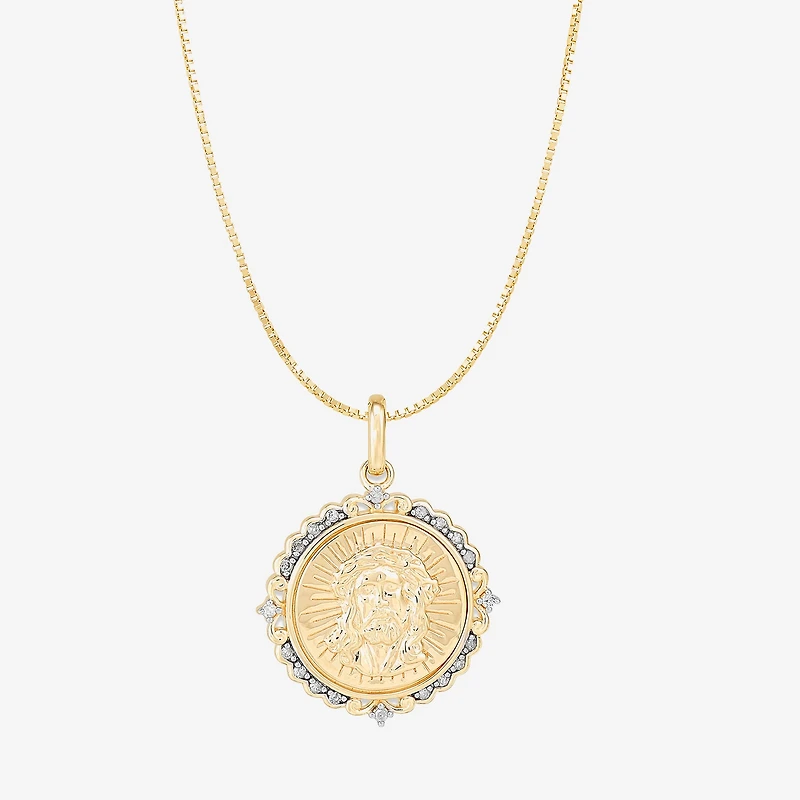 Jesus (H-I / Si1-Si2) Unisex Adult 1/10 CT. T.W. Lab Grown White Diamond 14K Gold 18 Inch Pendant Necklace