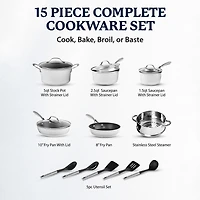 Granitestone Charleston Collection Hammered 15-pc. Non-Stick Cookware Set