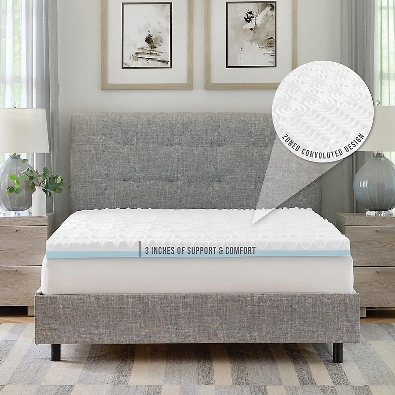 Bodipedic Home 3-Inch Reversible Dual Sided Memory Foam Mattress Topper