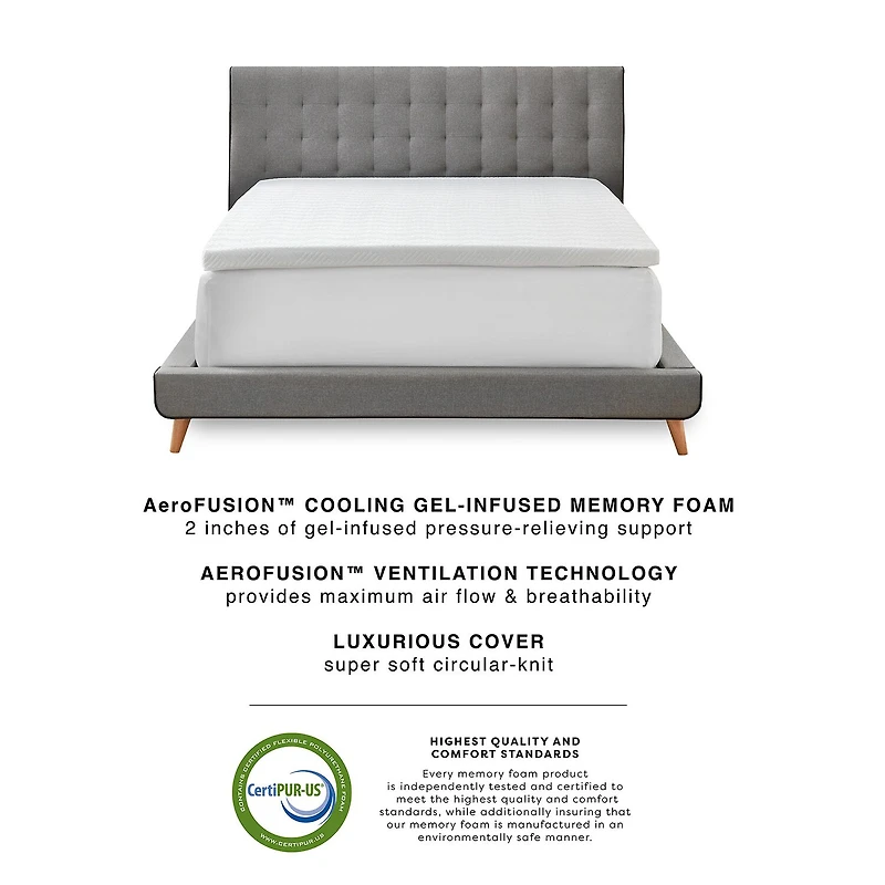 Bodipedic Home 2-Inch Gel-Infused Memory Foam Mattress Topper With Circular-Knit Cover