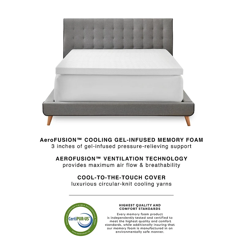 Bodipedic Home 3-Inch Gel-Infused Memory Foam Mattress Topper With Cooling Cover
