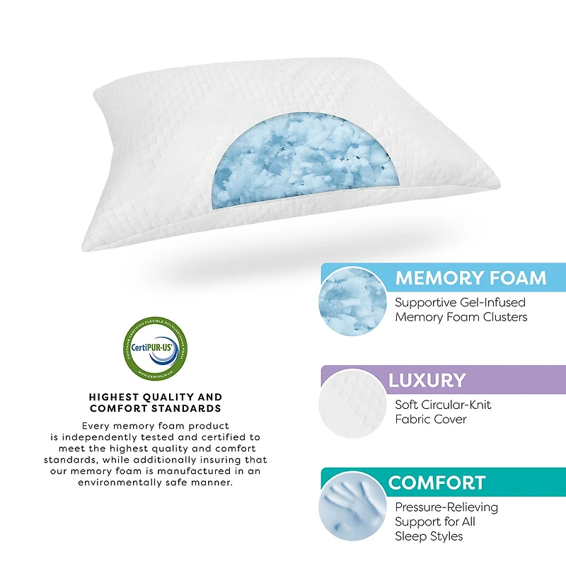 Bodipedic Home Custom Comfort Memory Foam Cluster Pillow