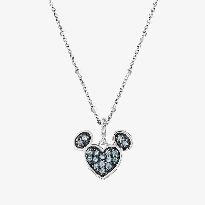 Disney Jewels Collection Womens Diamond Accent Genstone Sterling Silver Mickey Mouse Pendant Necklace