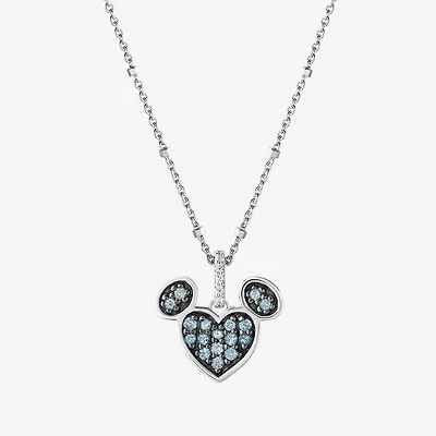 Disney Jewels Collection Womens Diamond Accent Genstone Sterling Silver Mickey Mouse Pendant Necklace