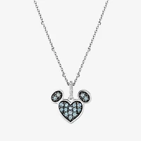 Disney Jewels Collection Womens Diamond Accent Genstone Sterling Silver Mickey Mouse Pendant Necklace