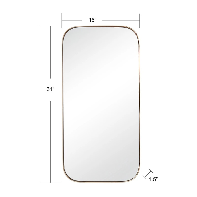 Stylecraft Curved Edge Gold Wall Mount Rectangular Wall Mirror