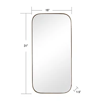 Stylecraft Curved Edge Gold Wall Mount Rectangular Wall Mirror