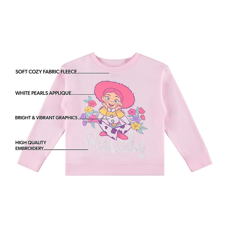 Disney Collection Little & Big Kid Girls Crew Neck Fleece Long Sleeve Jessie Toy Story Sweatshirt