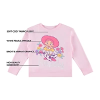 Disney Collection Little & Big Kid Girls Crew Neck Fleece Long Sleeve Jessie Toy Story Sweatshirt